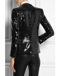 Женский черный пиджак с пайетками от Saint Laurent