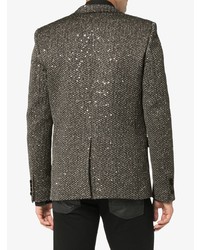 Мужской черный пиджак с пайетками от Saint Laurent