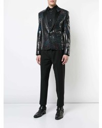 Мужской черный пиджак с пайетками от Saint Laurent