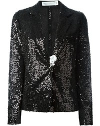 Женский черный пиджак с пайетками от Victoria Beckham
