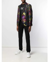 Мужской черный пиджак с принтом от Versace