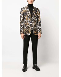 Мужской черный пиджак с принтом от Moschino