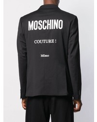 Мужской черный пиджак с принтом от Moschino