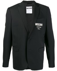 Мужской черный пиджак с принтом от Moschino