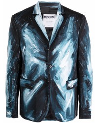Мужской черный пиджак с принтом от Moschino