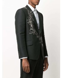 Мужской черный пиджак с принтом от Alexander McQueen