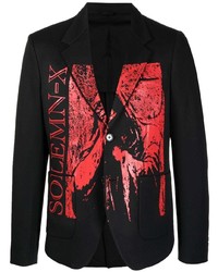Мужской черный пиджак с принтом от Raf Simons