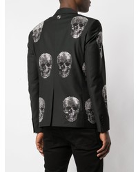 Мужской черный пиджак с принтом от Philipp Plein