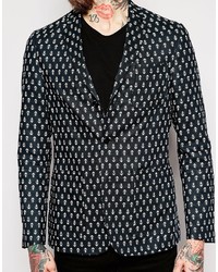 Мужской черный пиджак с принтом от Asos