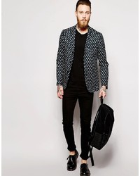 Мужской черный пиджак с принтом от Asos