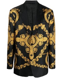 Мужской черный пиджак с принтом от Versace