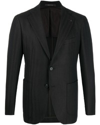 Мужской черный пиджак с узором "в ёлочку" от Tagliatore