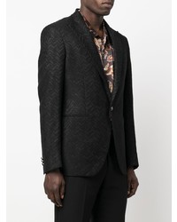 Мужской черный пиджак с узором зигзаг от Etro