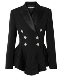 Женский черный пиджак с украшением от Alessandra Rich