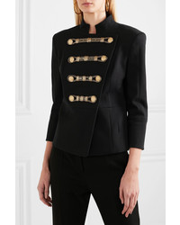 Женский черный пиджак с украшением от PIERRE BALMAIN