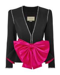 Женский черный пиджак с украшением от Gucci