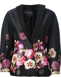 Черный пиджак с цветочным принтом
