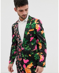 Мужской черный пиджак с цветочным принтом от ASOS DESIGN