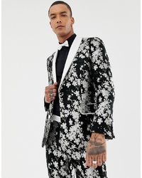 Мужской черный пиджак с цветочным принтом от ASOS Edition