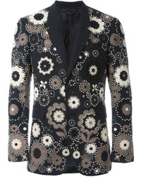 Мужской черный пиджак с цветочным принтом от Burberry