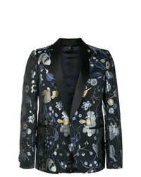 Мужской черный пиджак с цветочным принтом от Christian Pellizzari