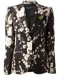 Женский черный пиджак с цветочным принтом от Dolce & Gabbana