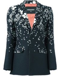Женский черный пиджак с цветочным принтом от Dsquared2