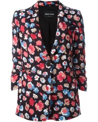 Женский черный пиджак с цветочным принтом от Emporio Armani