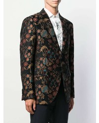 Мужской черный пиджак с цветочным принтом от Etro