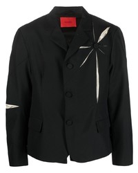Мужской черный пиджак с цветочным принтом от Kusikohc