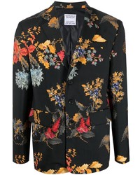 Мужской черный пиджак с цветочным принтом от Marcelo Burlon County of Milan