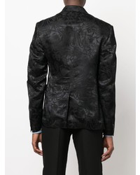 Мужской черный пиджак с цветочным принтом от Versace