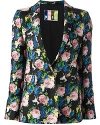 Женский черный пиджак с цветочным принтом от MSGM