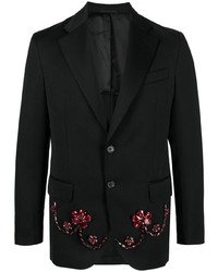 Мужской черный пиджак с цветочным принтом от Simone Rocha