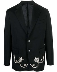 Мужской черный пиджак с цветочным принтом от Simone Rocha