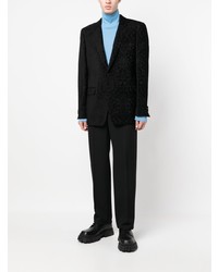 Мужской черный пиджак с цветочным принтом от Etro