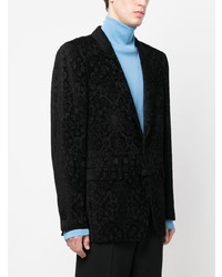 Мужской черный пиджак с цветочным принтом от Etro