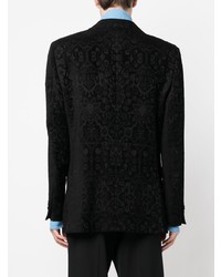 Мужской черный пиджак с цветочным принтом от Etro