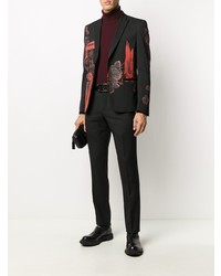 Мужской черный пиджак с цветочным принтом от Just Cavalli