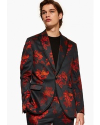 Мужской черный пиджак с цветочным принтом от Topman