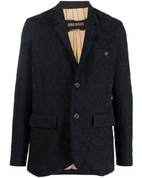 Мужской черный пиджак с цветочным принтом от Uma Wang