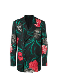 Мужской черный пиджак с цветочным принтом от Yohji Yamamoto