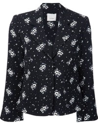 Женский черный пиджак с цветочным принтом