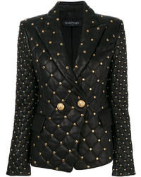 Женский черный пиджак с шипами от Balmain