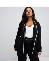 Женский черный пиджак от PrettyLittleThing Plus
