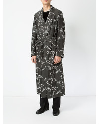 Мужской черный плащ с цветочным принтом от Ann Demeulemeester