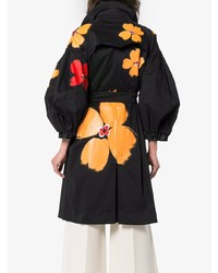 Женский черный плащ с цветочным принтом от Simone Rocha