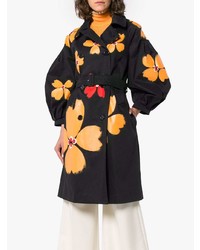 Женский черный плащ с цветочным принтом от Simone Rocha