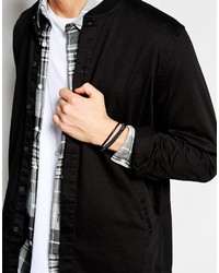 Мужской черный плетеный браслет