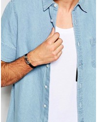 Мужской черный плетеный браслет